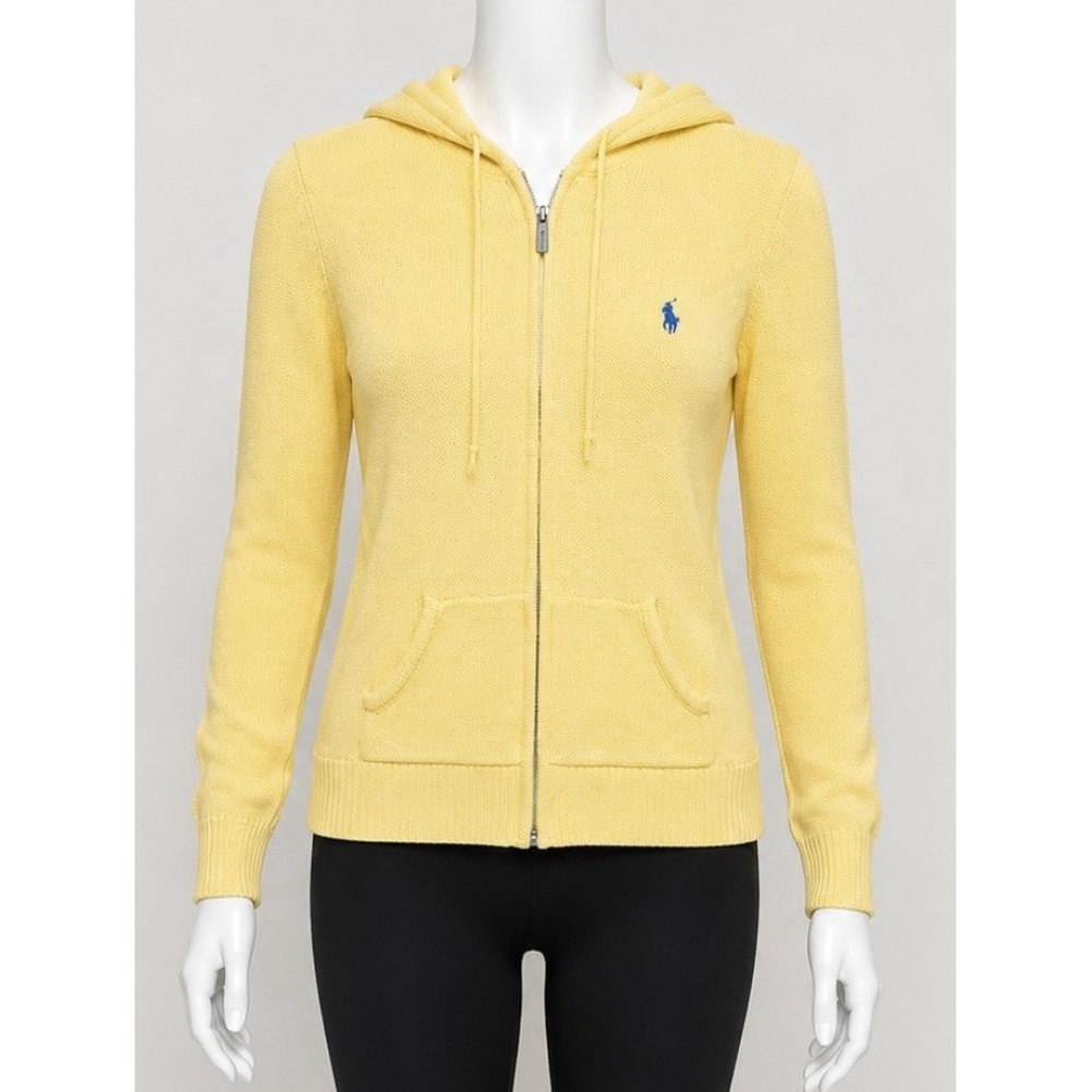 RALPH LAUREN POLO Women's Sweater Hoodie Jacket Coat Size Small S Yellow